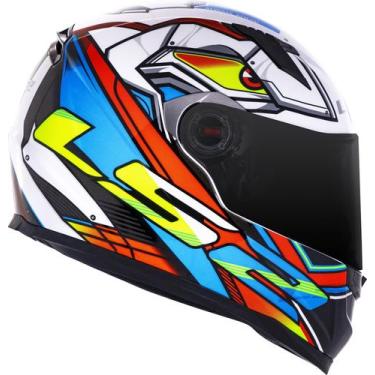 Imagem de Capacete Ls2 Ff358 Xdron Neon Laranja Azul Amarelo Branco, 56