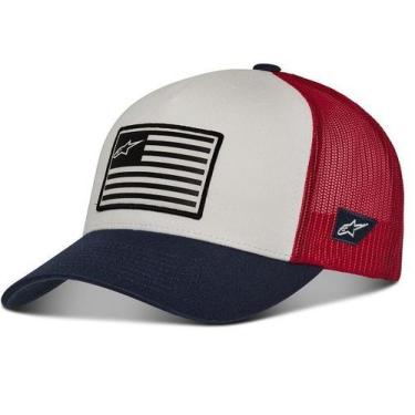 Imagem de Boné Alpinestars Flag Snapback Bandeira Azul Vermelho branco
