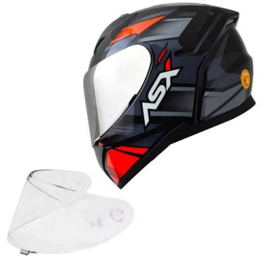 Imagem de Capacete Moto Asx City Start Cinza Esportivo Viseira Prata, Vermelho, 