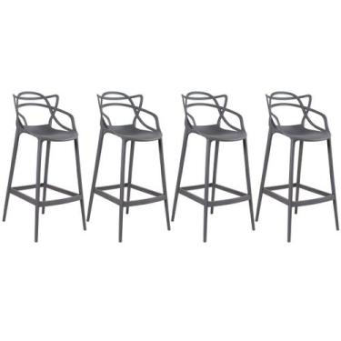 Imagem de Kit 4 Banquetas Laráz Master Allegra 76 cm - Cinza escuro - Laraz