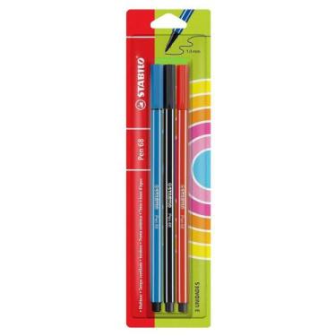 Imagem de Caneta Stabilo Pen 68 c/3 Cores Básicas Ponta 1.0mm Blister - Stabilo 