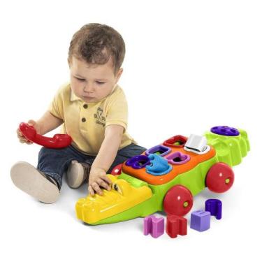 Imagem de Brinquedo Educativo Jacaré Didático Calesita Tateti, Único, Amarelo