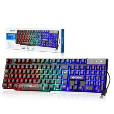 Imagem de Teclado Gamer Semi mecanico exbom BK-151C com led RGB