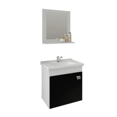 Imagem de Gabinete Suspenso Banheiro Íris Mgm 46x44,8cm Branco E Preto
