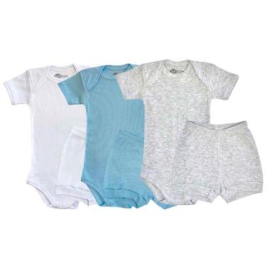 Imagem de Kit 3 Peças - Conjunto Body Liso Manga Curta + Shorts em 100% Algodão.