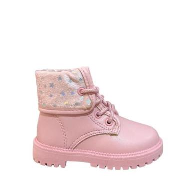 Imagem de Bota Coturno Molekinha Infantil Estrela Rosa, Rosa, 22, Infantil