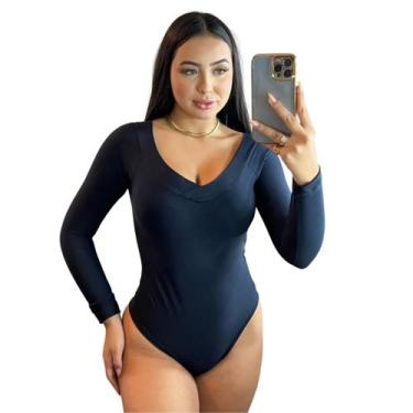 Imagem de Body Manga longa Sensual Com Bojo Gringas Model, Preto, Único 36-42