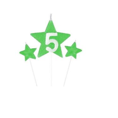Imagem de Vela de Aniversário New Star Verde - Número 5 - Curifest