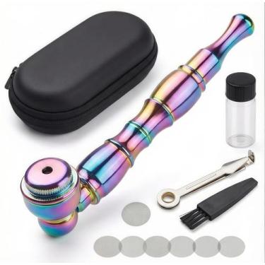 Imagem de Conjunto de Cachimbo de Tabaco Portátil de Liga de Zinco 4,3" Arco-Íri
