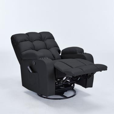Imagem de Poltrona Siena G94 Reclinável Giratória com Massagem e Aquecimento PU Preto Laura Lar