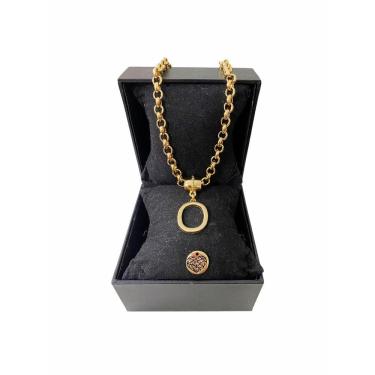 Imagem de Colar Feminino Elo Português Grosso 6mm Letra "O"