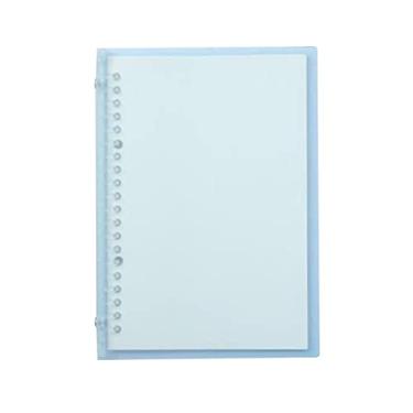 Imagem de Kiboule Caderno recarregável A5 transparente com 20 anéis / orifícios Pasta de folha solta capa flexível de PP impermeável 30 folhas de papel pautado pautado pasta recarregável para escritório, casa e escola