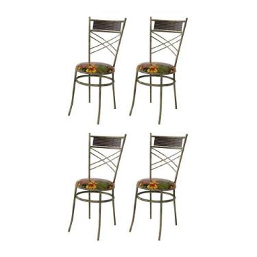 Imagem de Kit 4 Cadeiras De Jantar Estofada Em Aço Madrid - Decorlidi