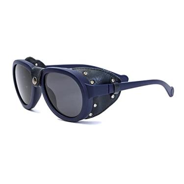 Imagem de Óculos de sol polarizados grandes para mulheres design de luxo redondo steampunk óculos de couro vintage óculos uv400 gafas, 1, china