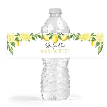 Imagem de Embalagem para garrafa de chá de noiva com tema de limão, 25 limão, ela encontrou sua principal garrafa de água de apertar etiquetas de decoração lembranças