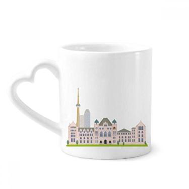 Imagem de Caneca de desenho animado em aquarela com ponto de referência do Canadá Caneca de café cerâmica copo de coração de vidro