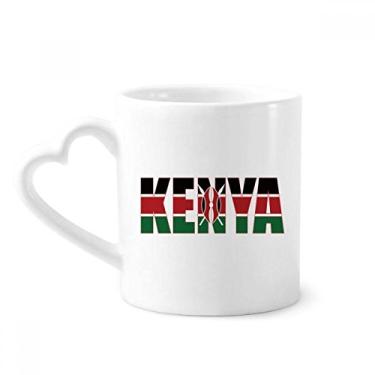 Imagem de Caneca com nome da bandeira do país do Quênia Caneca de café cerâmica copo de coração de vidro