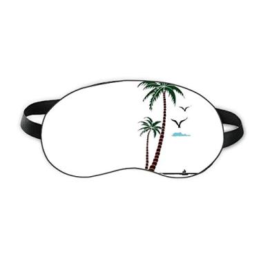 Imagem de Coconut Tree Cloud Gaivotas Praia Sleep Eye Shield Capa macia para sombra noturna