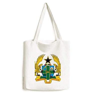 Imagem de Bolsa de lona com emblema nacional da África do Gana, bolsa de compras casual