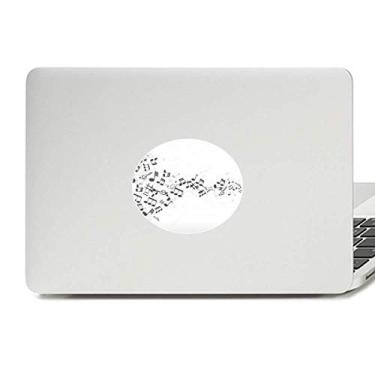 Imagem de Adesivo de notebook com emblema de vinil branco com notas musicais torcidas pretas para notebook