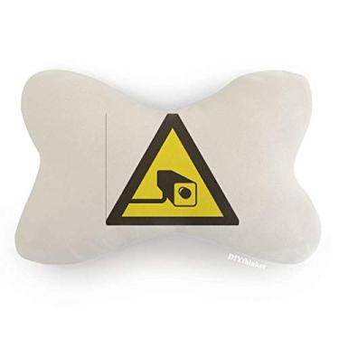 Imagem de DIYthinker Símbolo de aviso amarelo preto câmera triângulo carro decoração pescoço almofada almofada apoio de cabeça