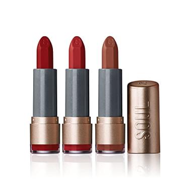 Imagem de Eudora Kit 3 Batons Soul Kiss Me Efeito Matte Vermelho Moderno + Marrom Tendência + Vermelho Paparazzi