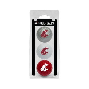 Imagem de Team Golf Bolas de golfe NCAA Washington State Cougars tamanho regulamentado, pacote com 3, impressão colorida e durável do time