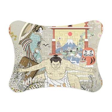 Imagem de Moldura de quebra-cabeça de folhas japonesas Ukiyo-e japonesas, enfeite de jogo de quebra-cabeça