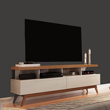 Imagem de Rack Para TV Até 60 Polegadas 160cm 2 Gavetas 4 Nichos Vivare Giga Móveis Off White/Freijó