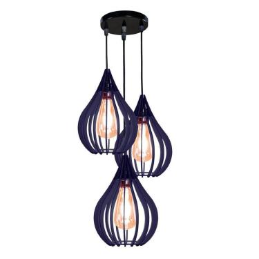 Imagem de Luminária Teto Lustre Pendente Balcão Cozinha Sala Trio Cor:azul
