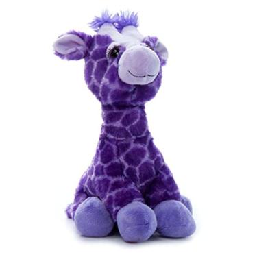 Imagem de Pelúcia roxa com bicho de pelúcia girafa, animais de zoológico, brinquedo de girafa de 30 cm