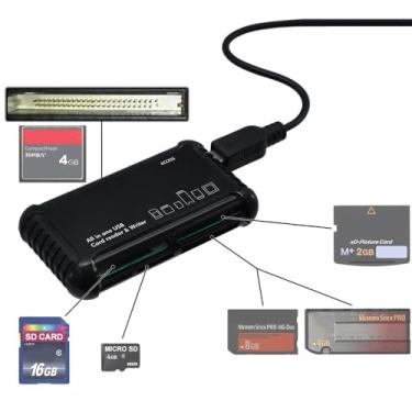 Imagem de Acuvar Leitor/gravador de cartão de memória USB multifuncional de alta velocidade para todos os cartões SD/SDHC, Micro SD, CF, XD, MS/Pro e Duo Cards Plug N Play, compatível com Apple e Windows,