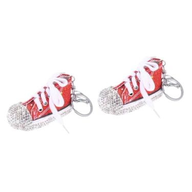 Imagem de 2 Unidades Chaveiro De Sapato De Lona De Diamante Flash Chaveiros De Carro Bolsas Vermelhas Para Mulheres Chaveiros De Mochila Moda Sapatos Pequenos Vermelho Strass