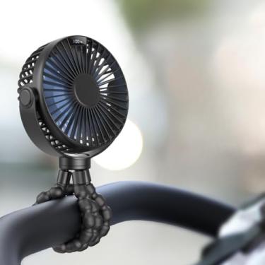 Imagem de Ventilador portátil de carregamento USB pequeno, adequado para assentos de carro, carrinhos de bebê, bicicletas e esteiras, essencial para viagens e férias (preto)