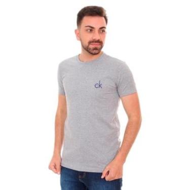 Imagem de Camiseta Calvin Klein Jeans Masculina Small Logo Cinza Mescla-Masculino