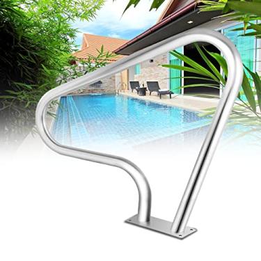 Imagem de Trilho de mão para piscina, corrimão de aço inoxidável 304, capacidade de carga de 113 kg, à prova de ferrugem, humanizado, corrimão de piscina