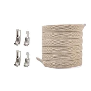 Imagem de Cross Buckle Elastic Laceless Shoelaces For Sneakers Flat Shoelaces For Kids And Adults Elastic Shoelaces For All Shoes(Khaki)
