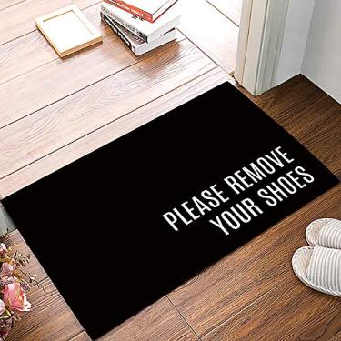 Imagem de Desnoran Tapete de boas-vindas engraçado, preto clássico, antiderrapante, para entrada interna/externa, remova seus sapatos 43 x 76 cm