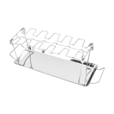 Imagem de Baoblaze Rack de asa de frango rack de perna de frango para grill grill acessórios suporte de frango de aço inoxidável aves frango baqueta titular, pacote de caixa