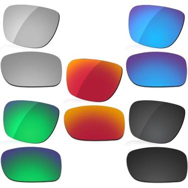 Imagem de LenzReborn Lentes polarizadas de substituição para óculos de sol Oakley Holbrook XL OO9417 - preto escuro + cinza prata + vermelho fogo + azul gelo + verde gramado