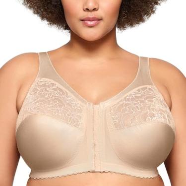Imagem de Glamorise Sutiã feminino de corpo inteiro MagicLift com fecho frontal #1200, Blush, 50DD