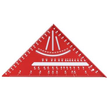 Imagem de Régua Triangular para Carpintaria, Régua de Medição Em ângulo Reto 30° 45° 60° 90° Régua de Medição Transferidor Quadrado de Carpinteiro (Vermelho)