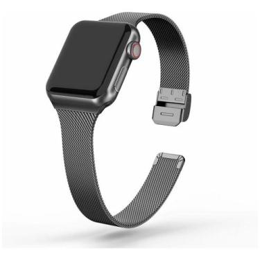 Imagem de Pulseira Milanese Slim Compatível Apple Watch - Baú do Viking, Preto, 