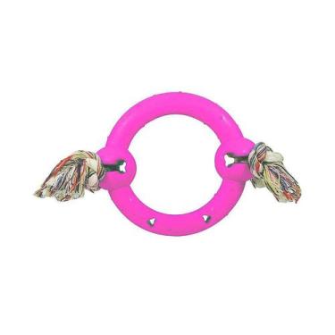 Imagem de Brinquedo Furacão Pet Anel com Corda Rosa para Cães