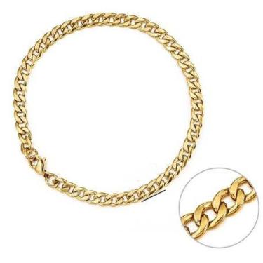 Imagem de Pulseira Corrente 5mm Elo Grumet Fino Aço Inox 316l Dourado - Vorax Ac