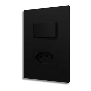 Imagem de Conjunto Interruptor Simples +1 Tomada 10a Preto - Blux