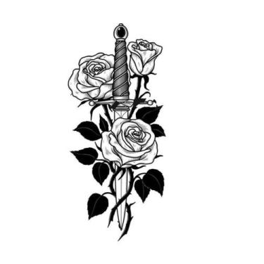 Imagem de Tatuagem Adaga Flor Temporária 10X6Cm Cartela - 3I