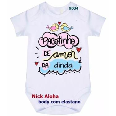 Imagem de body bebê pacotinho de amor da dinda cód 9034 - nick aloha, Branco, G