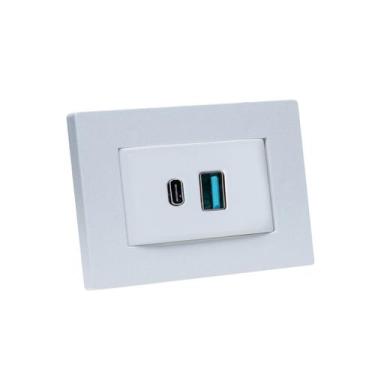 Imagem de Espelho de Tomada Simples Reto com 2 USB 9.0A - CONNECT CAIXA TOMADA, 