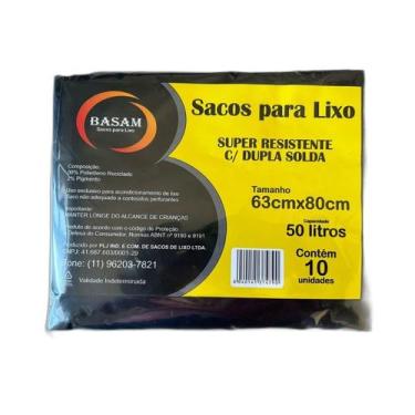 Imagem de Saco para lixo 50 Litros - 10 unidades - BASAM